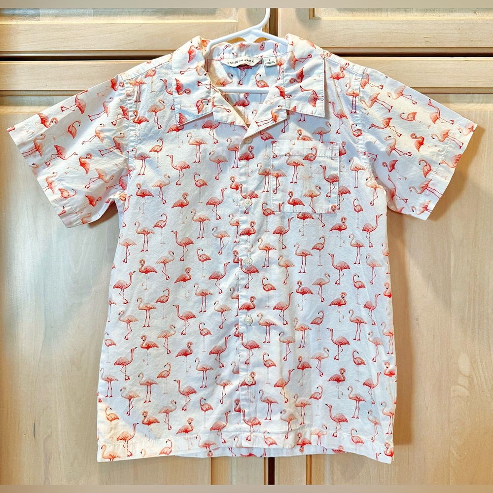 Janie & Jack Flamingo Print Button-down Shirt